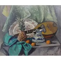 Nicolai Cikovsky, O/C Still Life with Lute