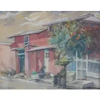 Harriot Newhall, Harriot B. Newhall, American,1874 - 1934, Pastel of Village Scene