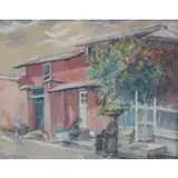Harriot Newhall, Harriot B. Newhall, American,1874 - 1934, Pastel of Village Scene