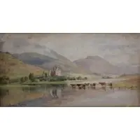 James Heron, James Heron, British, Watercolor of Cattle in Landscape