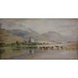 James Heron, James Heron, British, Watercolor of Cattle in Landscape