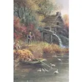 J.T Hughes, The Old Mill., Oil on Canvas "The Old Mill." Along the River Conway, North Wales, England
