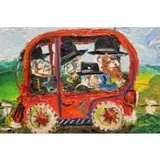 Peter Dean, The Outing., 1970 Oil on Masonite "The Outing." Signed upper left