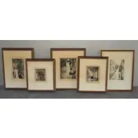 Lesser Ury, Untitled, 5 Drypoint & Etched Street Scenes