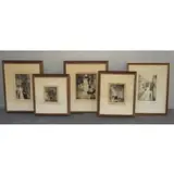 Lesser Ury, Untitled, 5 Drypoint & Etched Street Scenes
