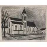 Bernard Buffet, L'Eglise., Lithograph