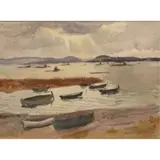 Arthur Davenport Fuller, Arthur Davenport Fuller, American Illustrator, 1889 - 1966, Watercolor of Boats