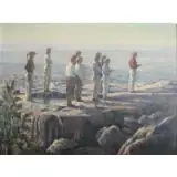 Ben Asher, O/C Men Praying in Israeli Landscape