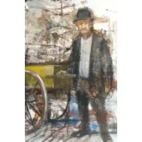 Ted Jaslow, Ted Jaslow, American, 20th/21st Century, Acrylic of Man with Cart