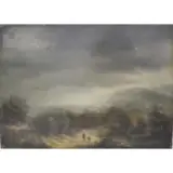 Thaddaus Millian, Thaddaus Millian, Austrian, 1794-1875, Oil on Panel of Figures in Landscape