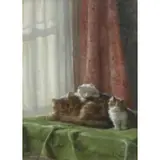 Daniel Merlin, Untitled, Oil on Panel of Kittens