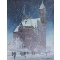 Maw S Lin, Maw S. Lin, Taiwanese-American, 1935-2000, Watercolor of Trinity Church, NYC