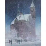Maw S Lin, Maw S. Lin, Taiwanese-American, 1935-2000, Watercolor of Trinity Church, NYC
