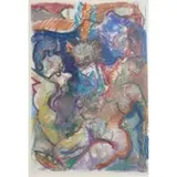 Hariette Joffe, Intaglio print with hand-coloring, Abstract/Modernist Mixed Media on Paper