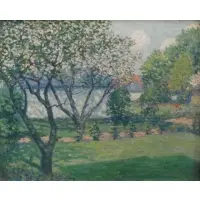 T.E Coester, Untitled, Oil on Canvas Spring Landscape