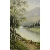 S.R Daniels, The Highland River., Oil on Board "The Highland River." Signed lower right