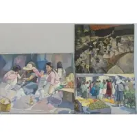 Procession Mexico by Joseph Newman, 3 Oils of Mexican Market Scenes, sold Oct 2011