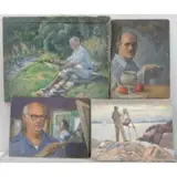 Joseph Newman, Untitled, 4 Oil Self Portraits of the Artist 2 on board, 2 on canvas