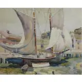 Arthur Beaumont, Untitled, Watercolor Harbor Scene