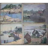 Joseph Newman, Untitled, 4 Oil on Canvas Harbor Scenes