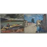 Joseph Newman, Before Storm Patzcuaro., 2 Oils of Mexican Village Scenes