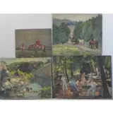 Joseph Newman, Untitled, 4 Oils of Landscape, Park and Equestrian Scenes