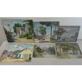 Joseph Newman, Untitled, 6 Oils on Board of Village Scenes