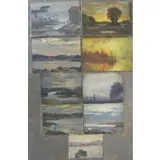 Joseph Newman, Some on canvas, some on board, 9 Oil Coastal Landscapes at Dusk