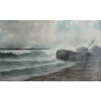 Henry Duessel, Henry A. Duessel, American, 19/20th C. From a Poughquag, NY home, Oil on Canvas Coastal Landscape