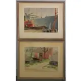Payton Shaw Kelly, Untitled, 2 1940's WPA Style Watercolors Both signed and dated 48 & 49 lower right