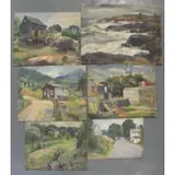 Joseph Newman, Untitled, 6 Oil on Board Landscapes