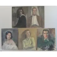 Untitled by Joseph Newman, 5 Oil Portraits, sold Oct 2011