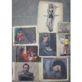 Joseph Newman, Untitled, 8 Oils on Canvas of Figures