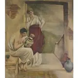 Large Oil on Linen, of Classical Figures