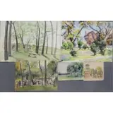 Joseph Newman, Untitled, 5 Watercolor Park Scenes