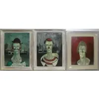 Cesare Riech, Untitled, 3 Oils on Canvas of Clowns