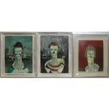 Cesare Riech, Untitled, 3 Oils on Canvas of Clowns