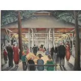 Reginald H. Neal, Camp Meeting., 1935 Oil on Canvas "Camp Meeting." Signed and dated lower right