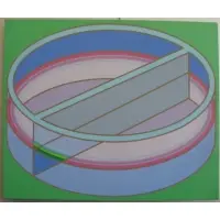 Paul Camacho, Paul Camacho's geometric abstraction is precise and jaunty..., 1971 Geometric Oil on Canvas