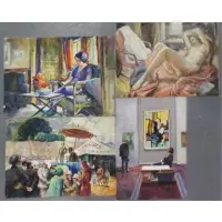 Untitled by Joseph Newman, 4 Watercolors with Figures, sold Oct 2011