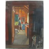O/C Girl Peering Through Window by Joseph Newman, sold Oct 2011