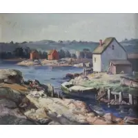 O/C Gloucester Scene by Vladimir Pavlosky, sold Oct 2011
