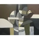 Lee Reynolds, O/C Cubist Abstract with Bird