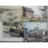 Joseph Newman, Rainy Day, 4 Watercolors of Rockport Harbor
