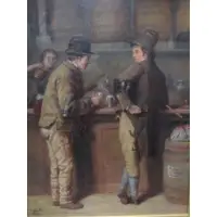 Charles H Cook, Charles Henry Cook, British 1830-1906, Oil on Canvas Tavern Scene