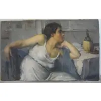 Joseph Newman, O/C Seated Beauty with Wine Decanter