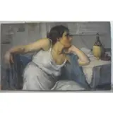 O/C Seated Beauty with Wine Decanter by Joseph Newman, sold Sep 2011
