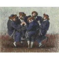 Tully Filmus, Tully Filmus, Russian American, 1903 - 1998, Pastel of 5 Chassidic Dancers