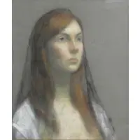 Iassac Soyer, Untitled, Pastel Portrait of a Beauty