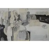 Sylvia Kletz, Sylvia Kletz attended the Art Institute of Chicago and exhibited there in 1966, Midcentury Framed Drawing/ Watercolor
